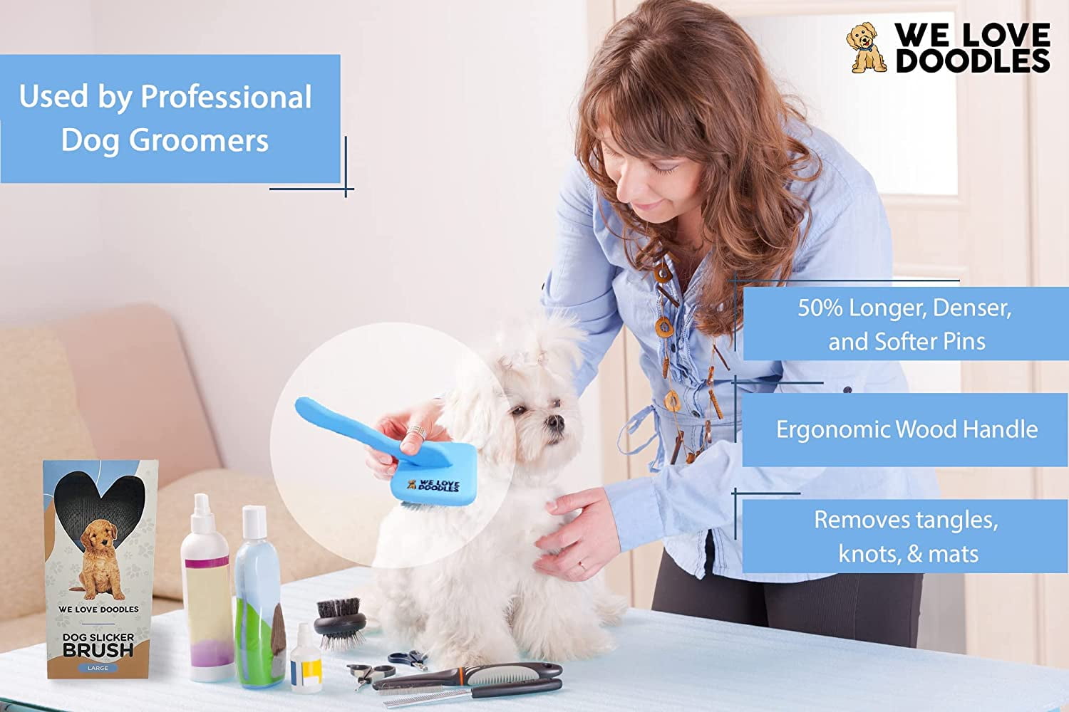 Poodle Dog Slicker Brush for Grooming Doodles