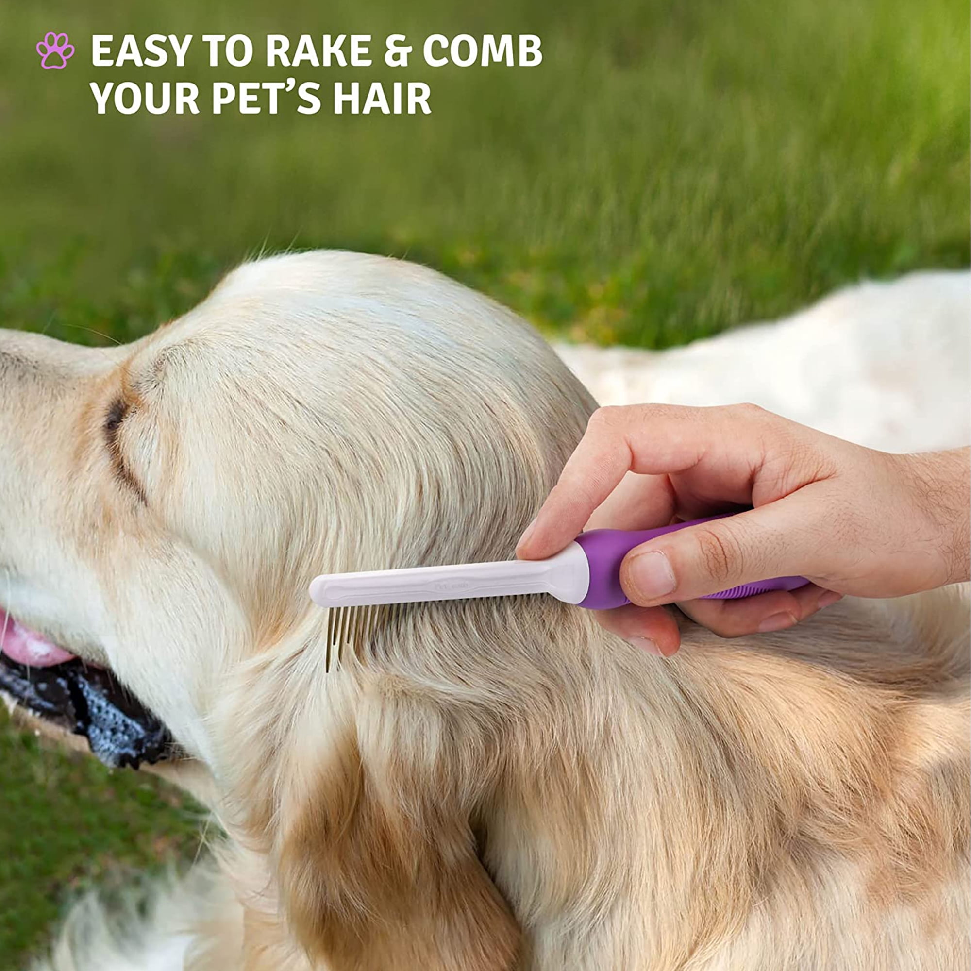 Poodle Pet Stainless Steel Detangler Comb, 2-in-1