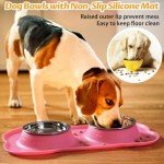 Poodle Dog Bowl with Non-Slip Mat & Food Scoop