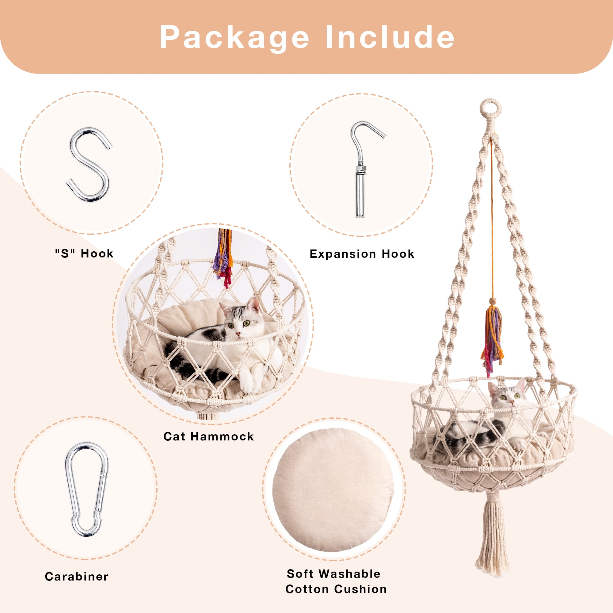 Bengal Cat Woven Hammock Bed with Cushion