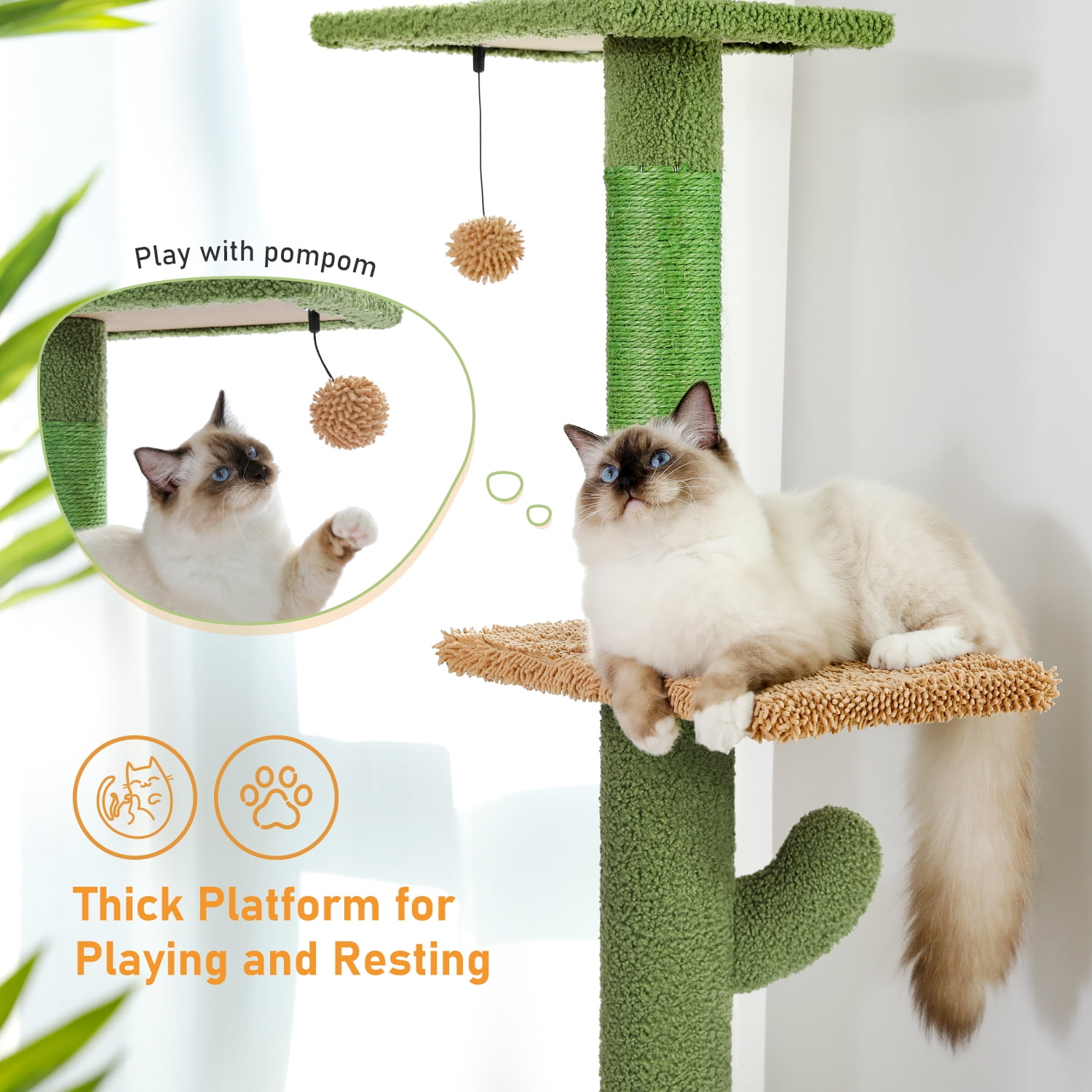 Green Cactus Cat Tower for Indoor Cats