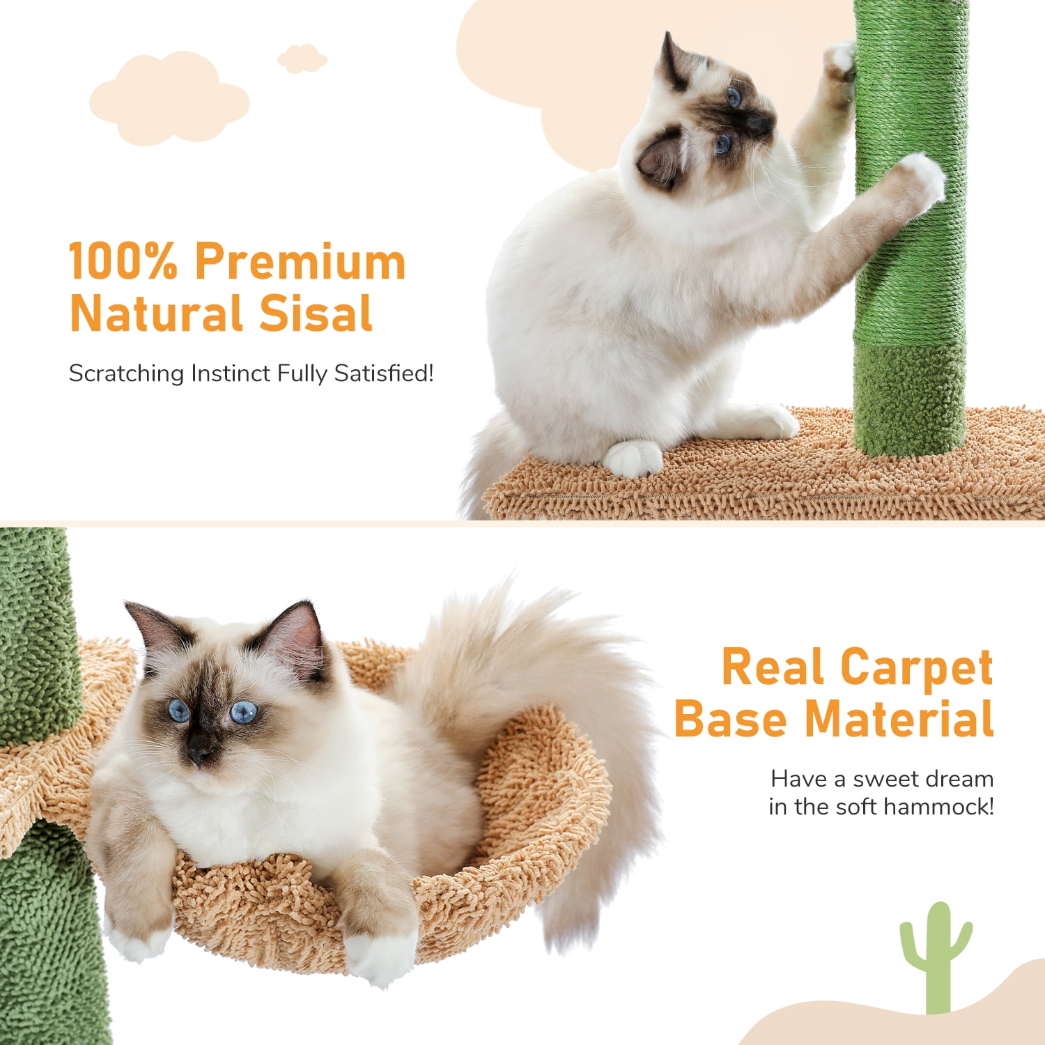 Green Cactus Cat Tower for Indoor Cats