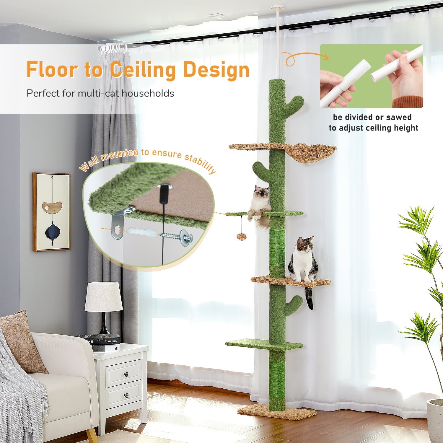 Green Cactus Cat Tower for Indoor Cats
