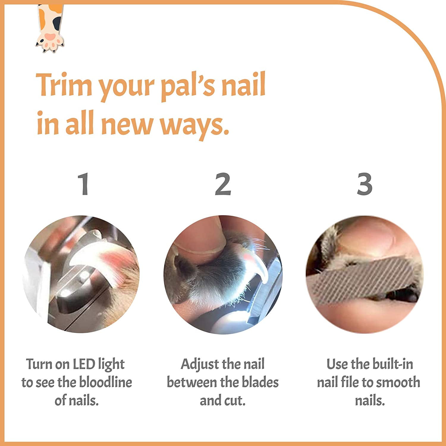 LED Cat & Dog Nail Clipper Trimmer