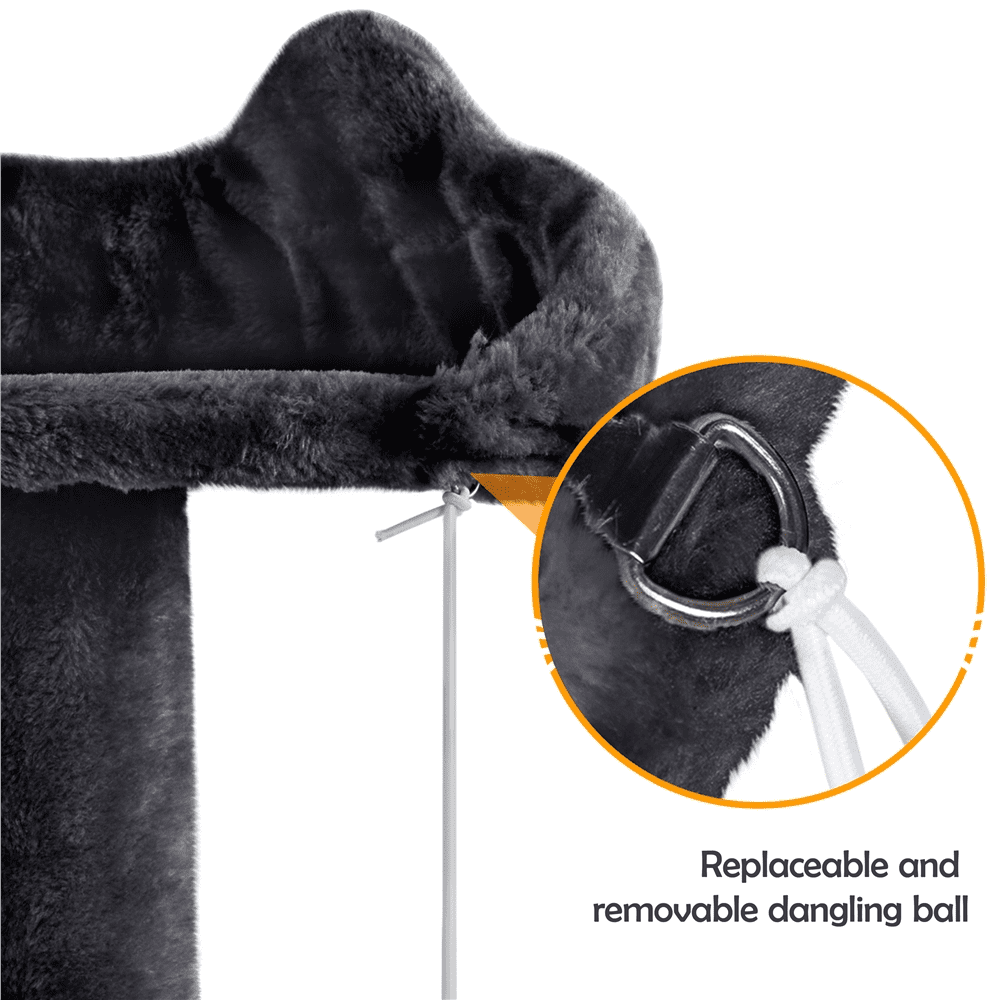 54" Black Double Cat Tree Condo Scratcher