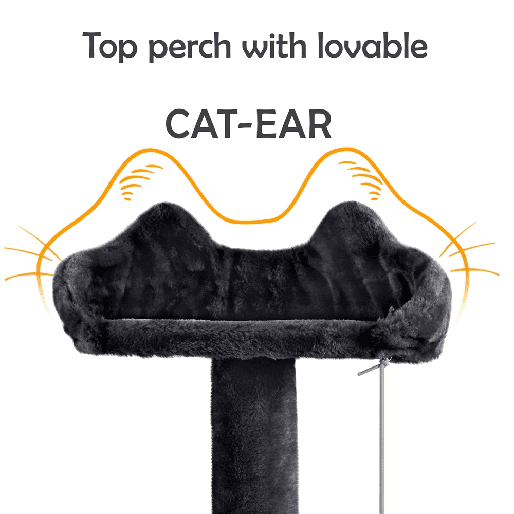 54" Black Double Cat Tree Condo Scratcher