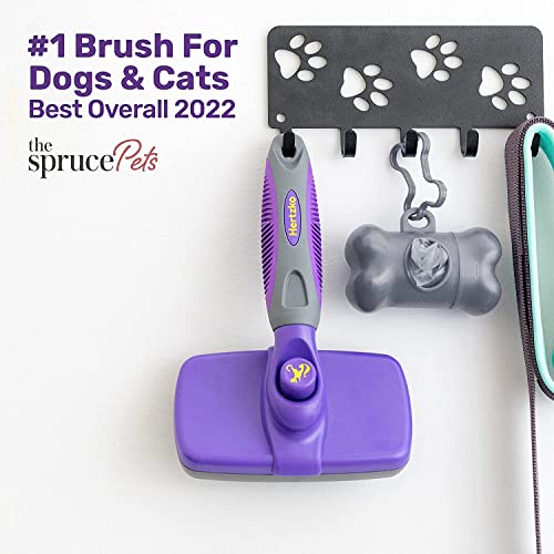 Hertzko Self-Cleaning Slicker Brush for Dogs, Cats - The Ultimate Dog Brush for Shedding Hair, Fur - Comb for Grooming Long Haired & Short Haired Dogs, Cats, Rabbits & More, Deshedding Tool, Cat Brush