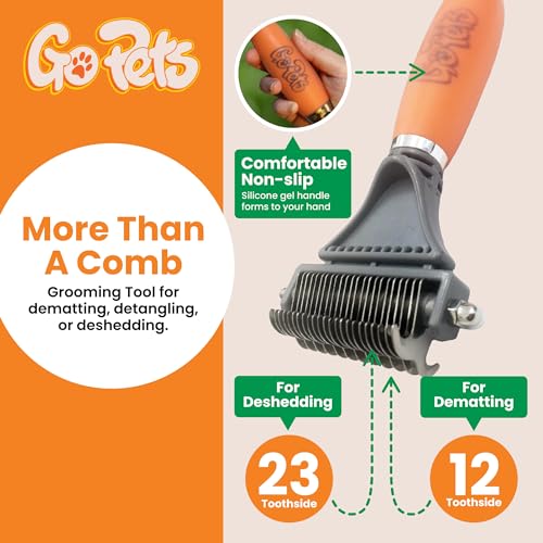 GoPets Dematting Comb with 2 Sided Professional Grooming Rake for Cats & Dogs