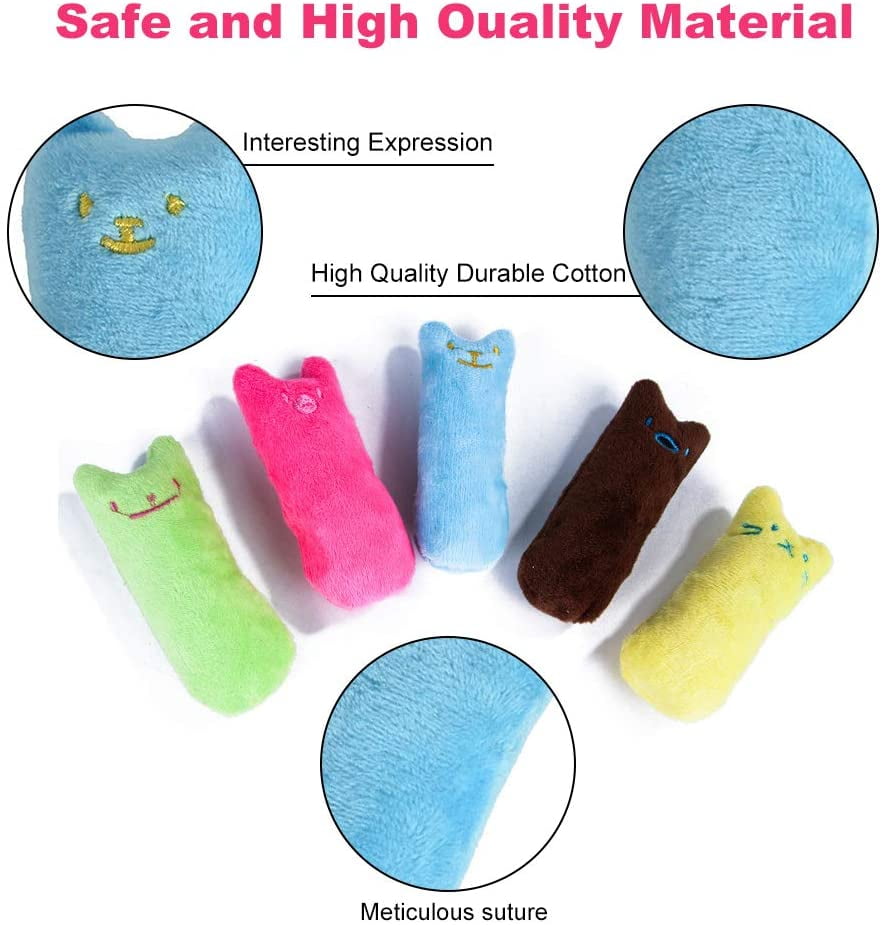 Legendog 5Pcs Cat Chew Toy Bite Resistant Catnip Toys for Cats,Catnip Filled Cartoon Mice Cat Teething Chew Toy