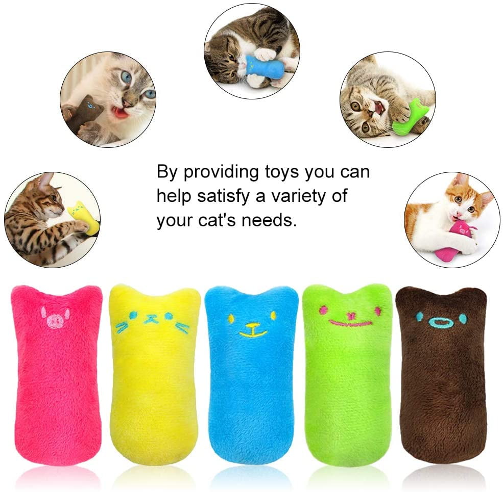 Legendog 5Pcs Cat Chew Toy Bite Resistant Catnip Toys for Cats,Catnip Filled Cartoon Mice Cat Teething Chew Toy