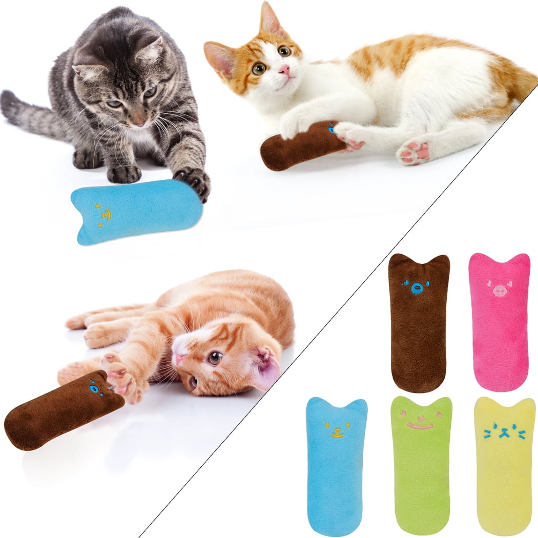 Legendog 5Pcs Cat Chew Toy Bite Resistant Catnip Toys for Cats,Catnip Filled Cartoon Mice Cat Teething Chew Toy