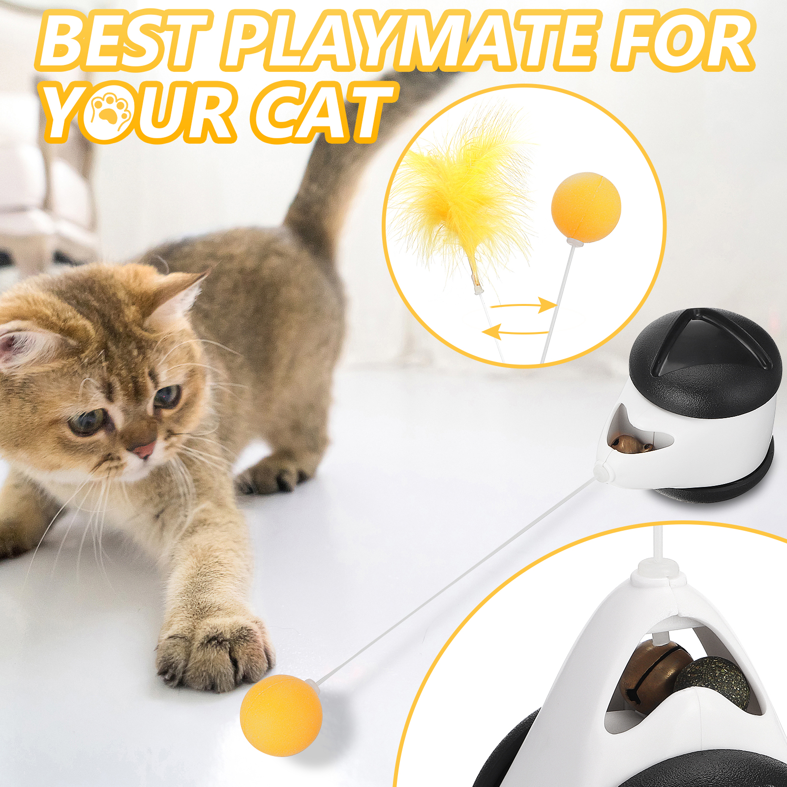 Interactive Smart Cat Toy with Feathers