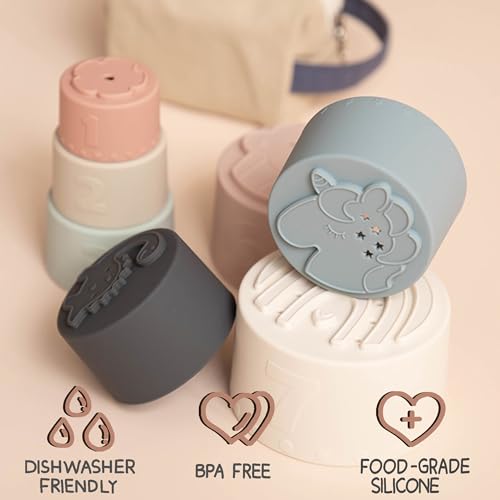 Soft Silicone Baby Stacking Cups (Fine Day)