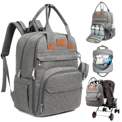 KeaBabies Backpack Diaper Bag - Classic Gray