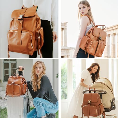 Leather Diaper Bag Backpack for Moms