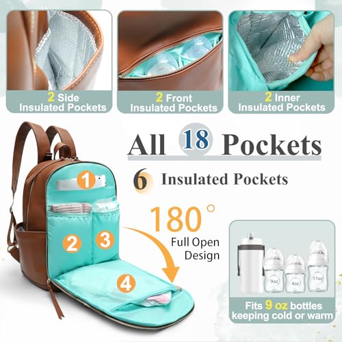 Leder Wickeltasche Rucksack für Mama und Papa