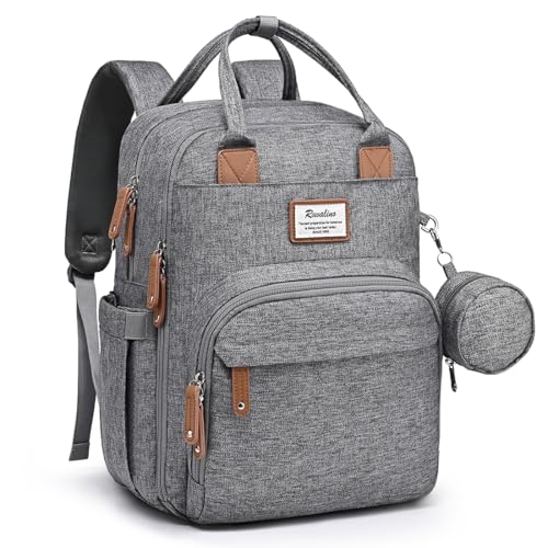 RUVALINO Gray Diaper Bag Backpack