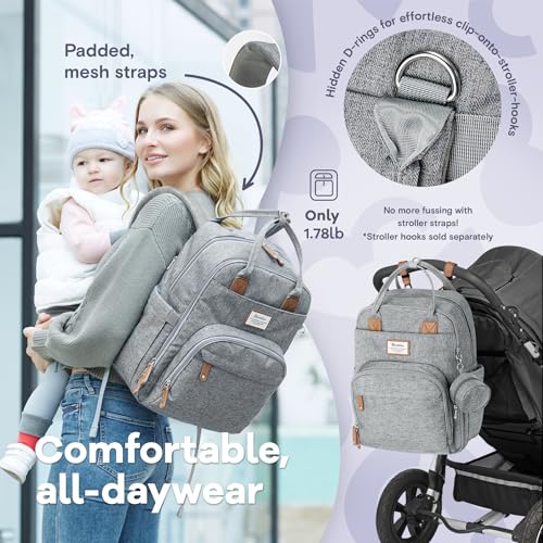 RUVALINO Gray Diaper Bag Backpack