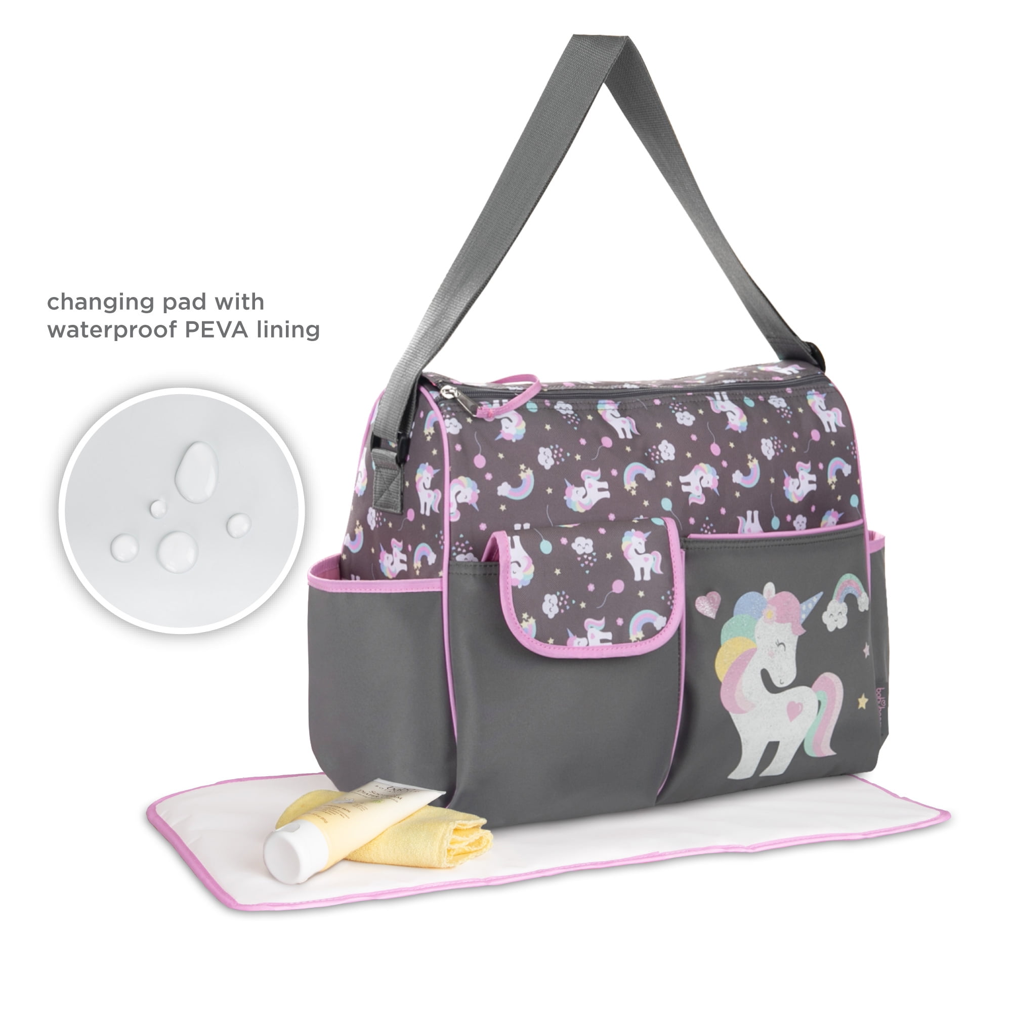 Unicorn Diaper Bag - Gray Print