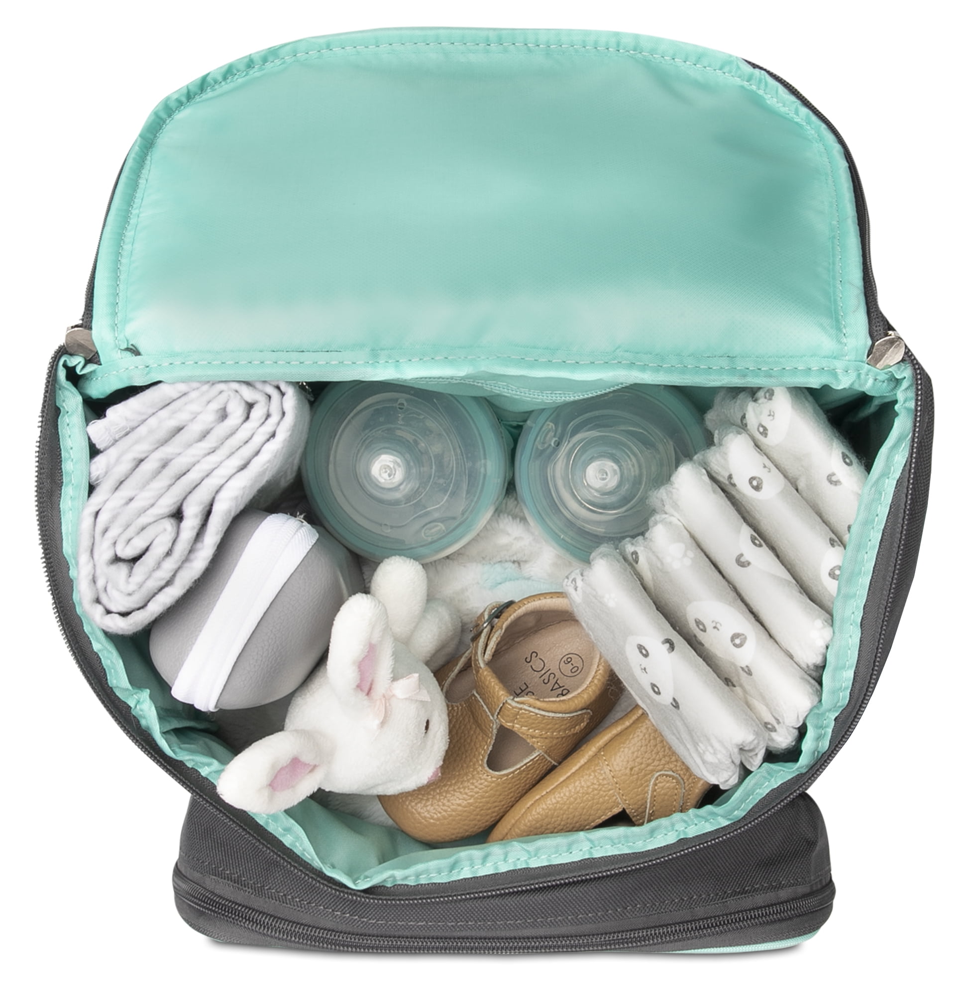Gray Backpack Diaper Bag with Changing Pad