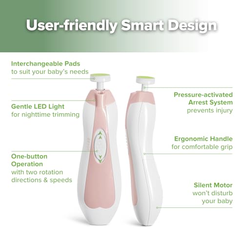 Electric Baby Nail Trimmer with LED Light, Pink