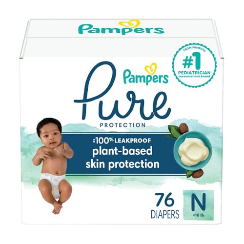 Pampers Pure Protection Newborn Diapers, 76 Count