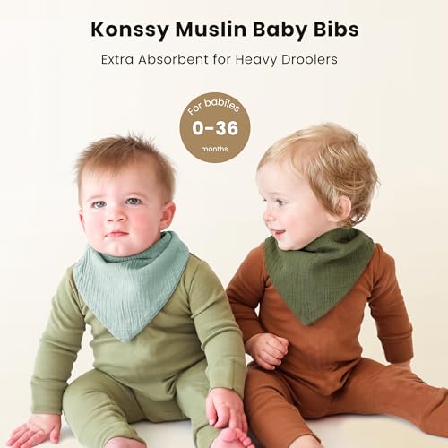 10-Pack Konssy Muslin Baby Bandana Bibs