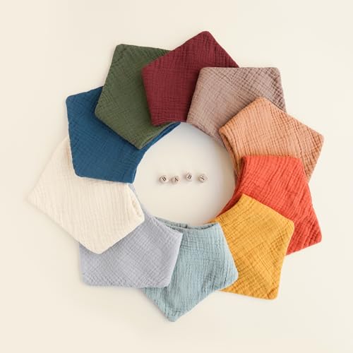 10-Pack Konssy Muslin Baby Bandana Bibs
