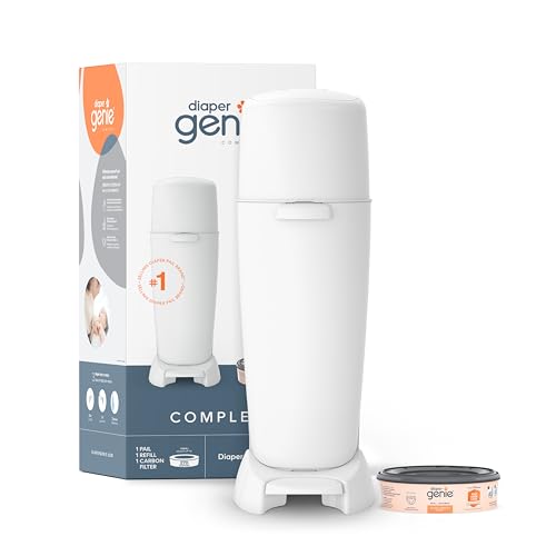 White Diaper Genie with Odor Control Set
