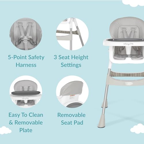 Portable 2-in-1 Compact High Chair - Grey