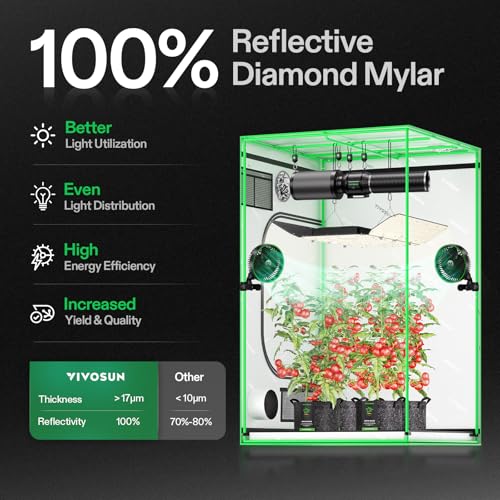 VIVOSUN 4x4 Mylar Grow Tent with Observation Window