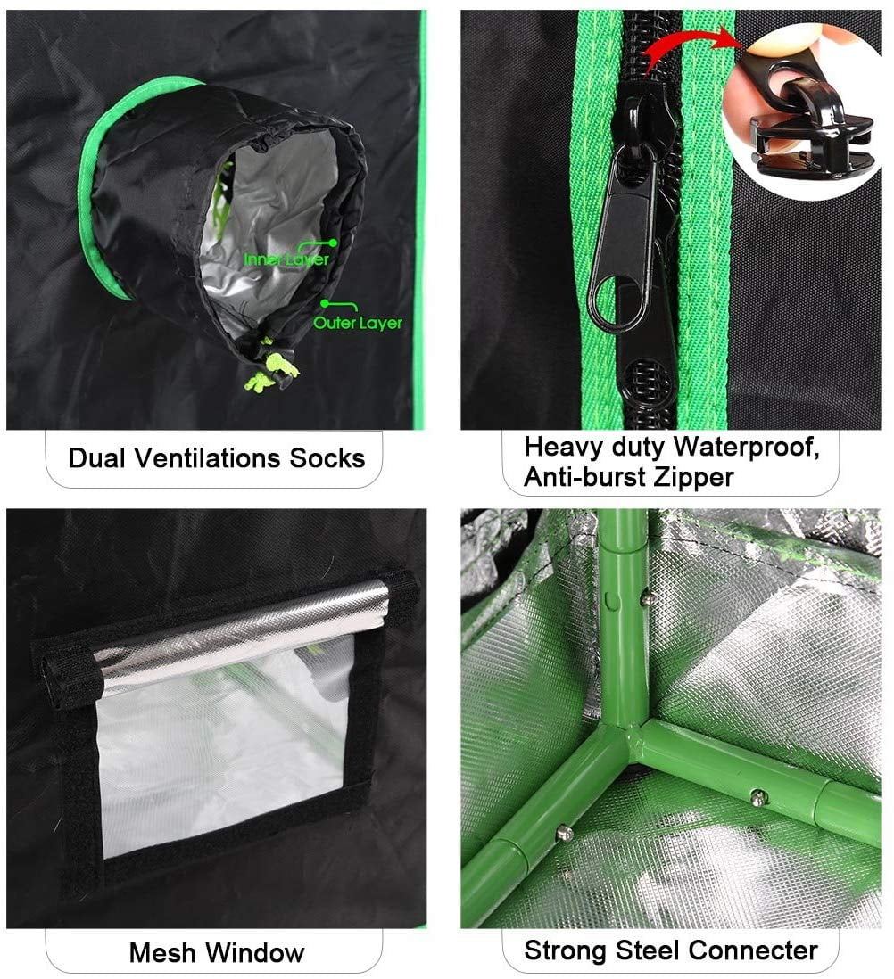 Reflective Mylar Hydroponic Grow Tent (96''x96''x78'')