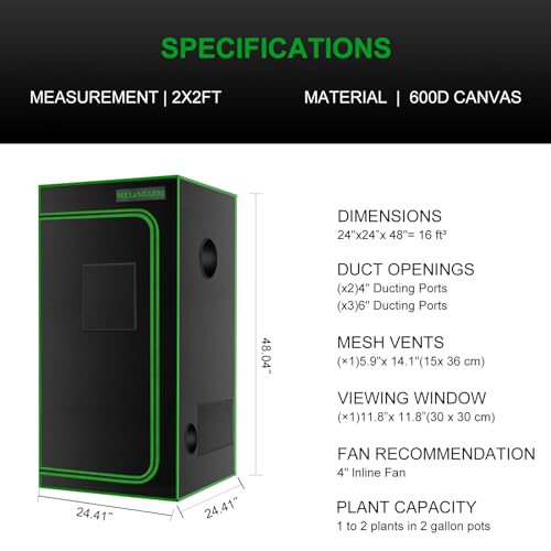 2x2 hydroponic grow tent with observation window