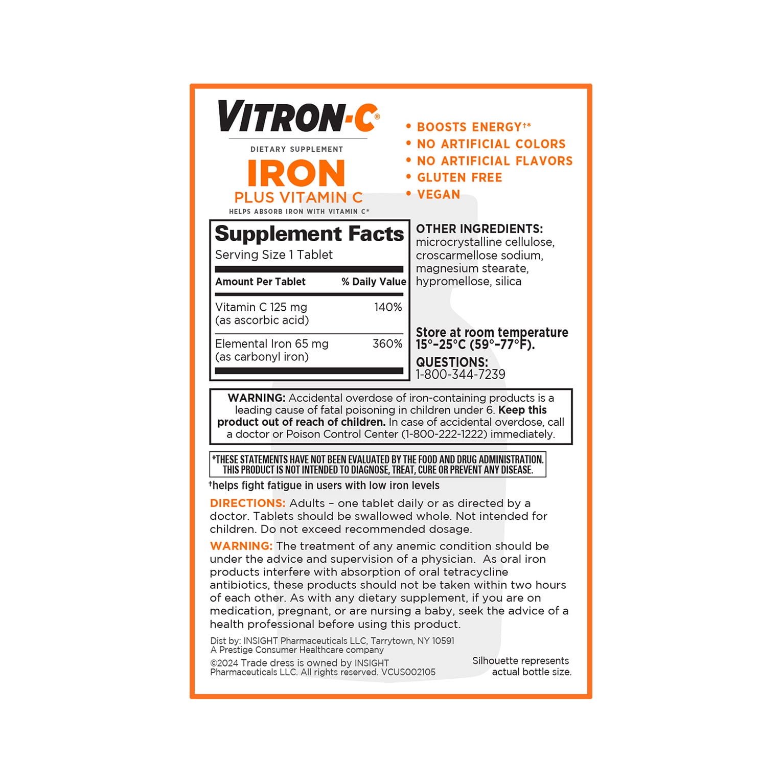High-Potency Vitron-C Iron Supplement, 60 Count