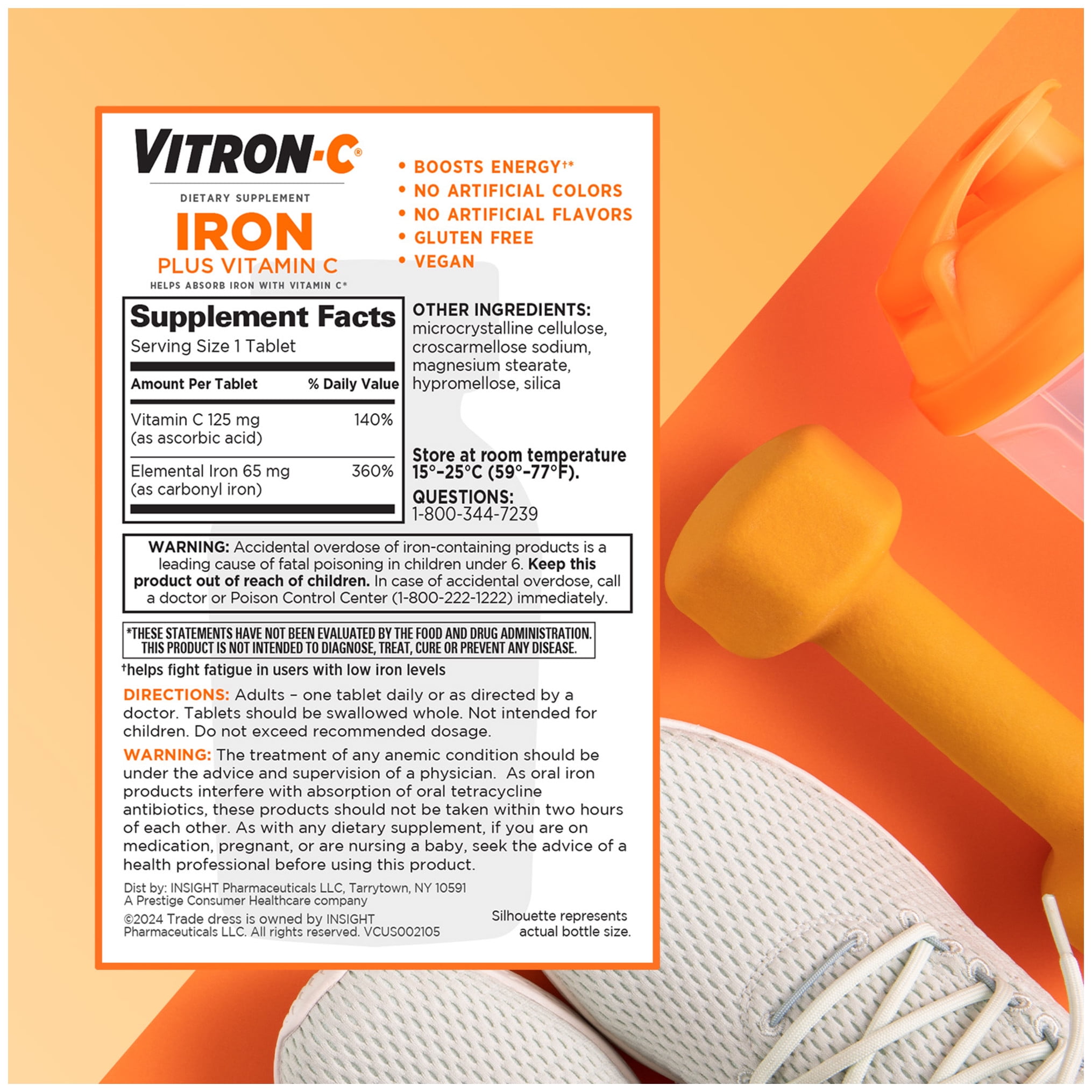 High-Potency Vitron-C Iron Supplement, 60 Count