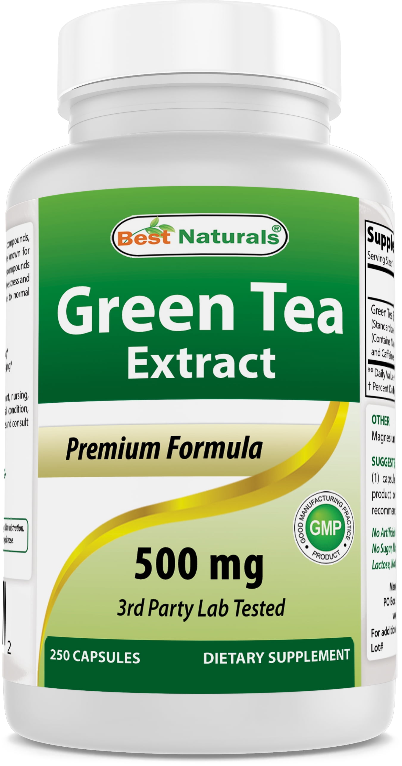 Green Tea Extract - 500mg, 250 Capsules