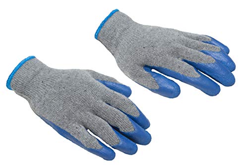 12 Pairs Medium Rubber Latex Work Gloves for Construction - Blue