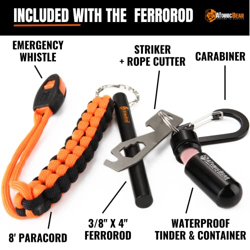 Fire Starter Tool with Paracord, Whistle and Waterproof Container
