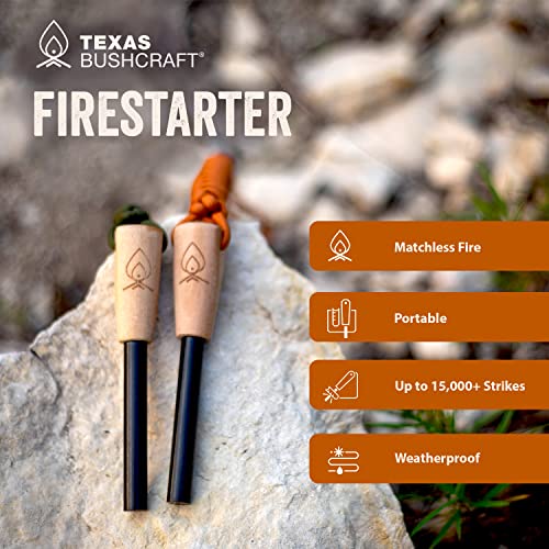 Texas Bushcraft Ferro Rod Fire Starter with Paracord