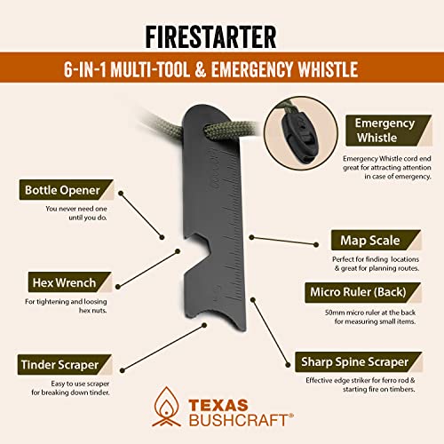Texas Bushcraft Ferro Rod Fire Starter with Paracord