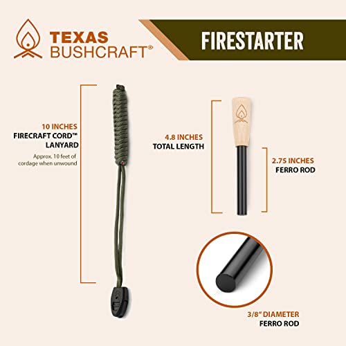 Texas Bushcraft Ferro Rod Fire Starter with Paracord