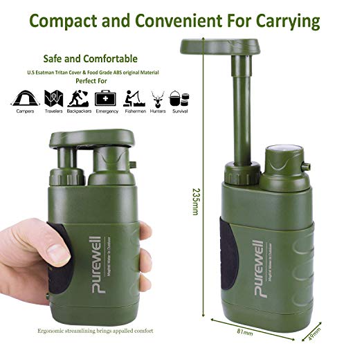 Purewell Water Purifier Pump - Portable Outdoor Survival Gear