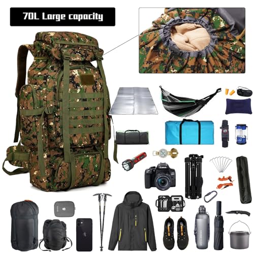 Waterproof 70L Backpack for Camping and Hiking