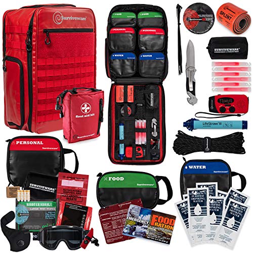 Surviveware 72-Hour Prepper Backpack, 2 Person, Red