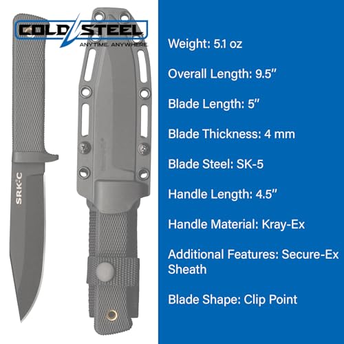 Compact Cold Steel SRK-C Survival Knife - Navy SEALs' Choice