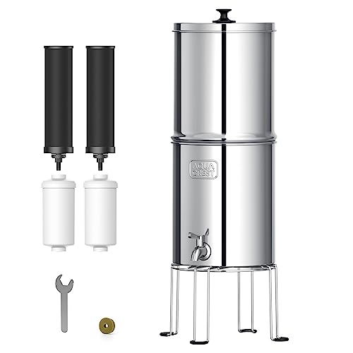 AQUA CREST Steel Gravity Water Filter - 4 Filters, 2.25G