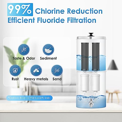 AQUA CREST Steel Gravity Water Filter - 4 Filters, 2.25G