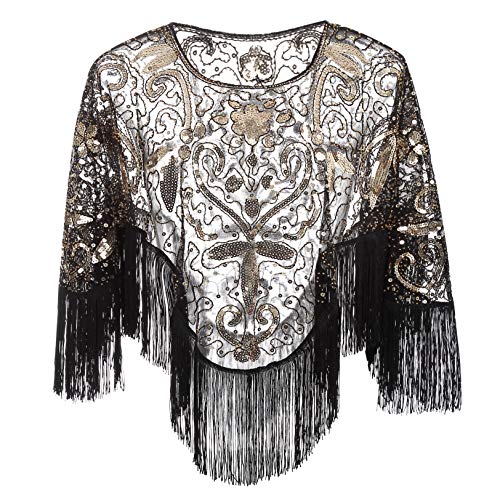 Vintage 1920s Sequin Beaded Evening Cape for Gatsby Party