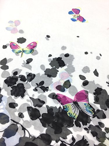 Black/White Butterfly Print Lightweight Scarf for Women