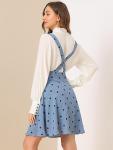 Vintage Polka Dot High Waist Overalls - Medium Light Blue